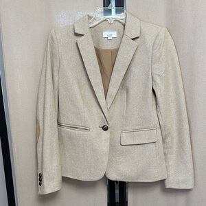 LOFT Women's Beige Blazer with Elbow Patches